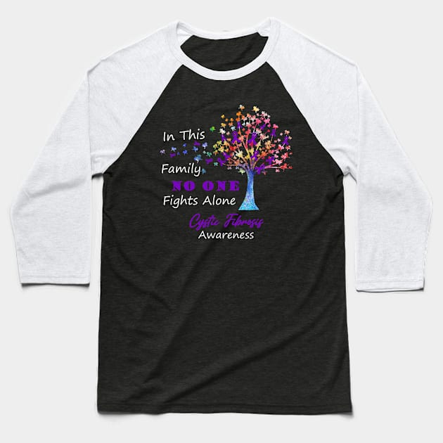 Cystic Fibrosis Awareness No One Fights Alone, Tree Ribbon Awareness Baseball T-Shirt by DAN LE